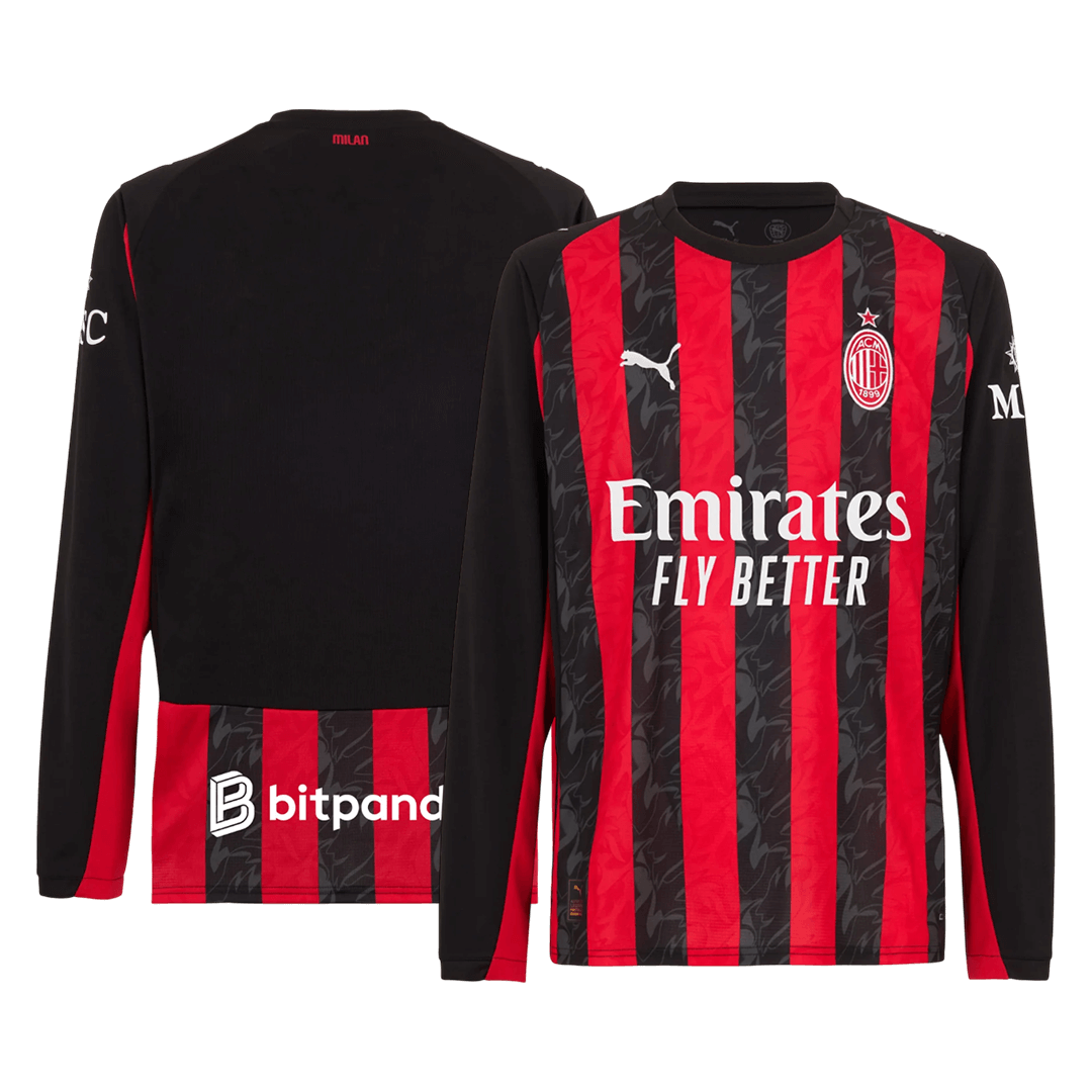 Maillot de Foot Domicile AC Milan 2025/26 Manches Longues Homme
